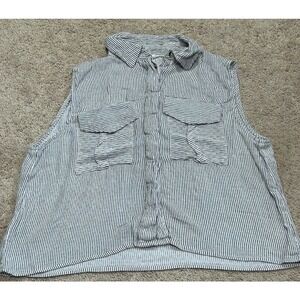 Sim & Sam Sleeveless Striped Button Down Size M